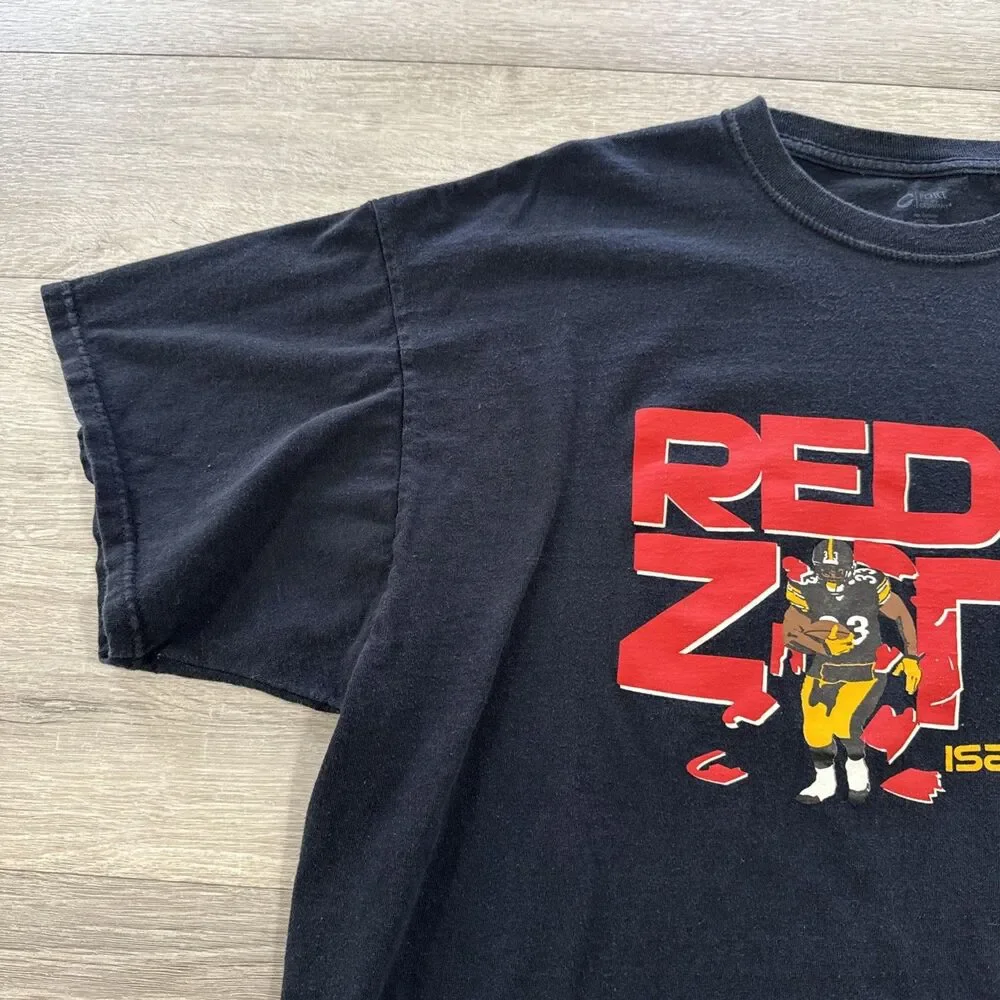 Isaac Redman Shirt Pittsburgh Steelers NFL Men's Black Tee 2XL Red Zone